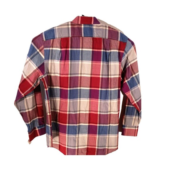 Izod Men's Long Sleeve Button Up Cotton Twill Plaid Shirt Size L Preppy  NWT - Picture 6 of 15